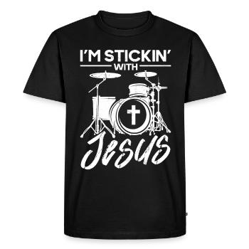 Religious Drummer Christian - Men's Premium Organic T-Shirt - black - Front - Nico (187cm)