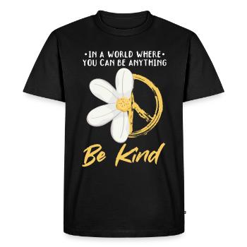 Daisy Signe de Paix Fleur Jardinage Hippie - T-shirt Premium bio Homme - noir - Devant - Nico (187cm)