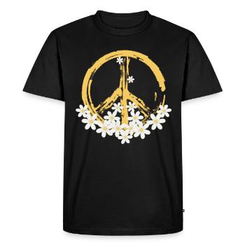 Signe de paix Daisy Hippie Gardening - T-shirt Premium bio Homme - noir - Devant - Nico (187cm)