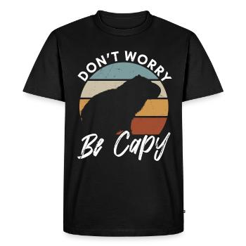 Animal lovers Happy Capybara - Men's Premium Organic T-Shirt - black - Front - Nico (187cm)