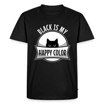 Le noir est ma couleur heureuse, chat noir - T-shirt Premium bio Homme - noir - Devant - Nico (187cm)
