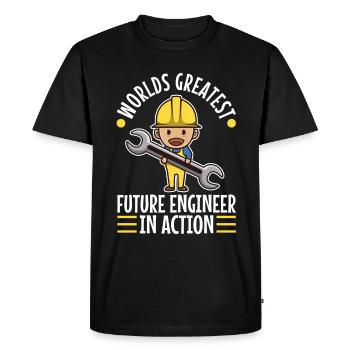 Le plus grand futur ingénieur du monde en action - T-shirt Premium bio Homme - noir - Devant - Nico (187cm)