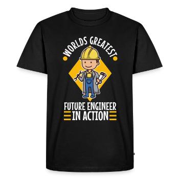 Le plus grand futur ingénieur du monde en action - T-shirt Premium bio Homme - noir - Devant - Nico (187cm)