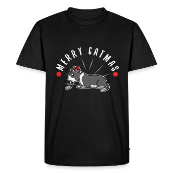 Joyeux catmas - T-shirt Premium bio Homme - noir - Devant - Nico (187cm)