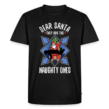 Cher père Noël, ce sont les méchants - T-shirt Premium bio Homme - noir - Devant - Nico (187cm)