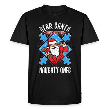 Cher père Noël, ce sont les méchants - T-shirt Premium bio Homme - noir - Devant - Nico (187cm)