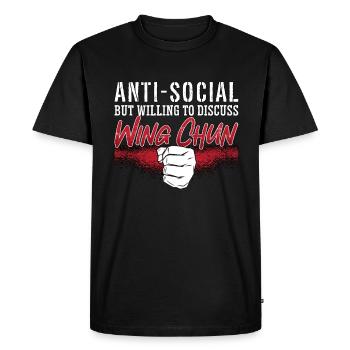 Wing Chun Anti-Social Mais Combattant Volontaire Kung Fu - T-shirt Premium bio Homme - noir - Devant - Nico (187cm)