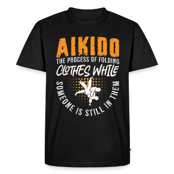 Aikido Le Processus Combattant Arts Martiaux Samouraï - T-shirt Premium bio Homme - noir - Devant - Nico (187cm)