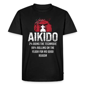 Aïkido 2% Faire la technique 98% Combattant Samouraï - T-shirt Premium bio Homme - noir - Devant - Nico (187cm)