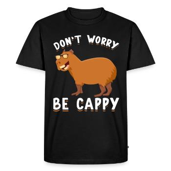 Happy Capybara Funny Rodent Capybaras - Men's Premium Organic T-Shirt - black - Front - Nico (187cm)
