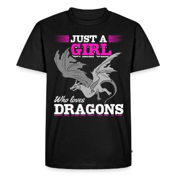 Girl Dragon Lovers Medieval - Men's Premium Organic T-Shirt - black - Front - Nico (187cm)