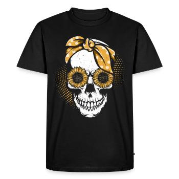Crâne Tournesol Mère jardinage Mère - T-shirt Premium bio Homme - noir - Devant - Nico (187cm)