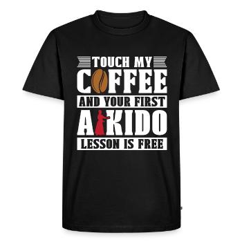 Aikido Touch My Coffee Fighter Arts Martiaux Samouraï - T-shirt Premium bio Homme - noir - Devant - Nico (187cm)