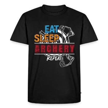 Tir à l’arc Manger Sommeil Arbalète Tir Sports Archer - T-shirt Premium bio Homme - noir - Devant - Nico (187cm)