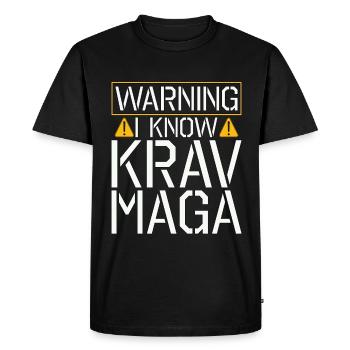 Krav Maga Avertissement Je Sais Contact Combat MMA Fighter - T-shirt Premium bio Homme - noir - Devant - Nico (187cm)