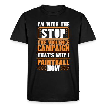 Paintball I'm With Stop Violence Now Airgun Player - Men's Premium Organic T-Shirt - black - Front - Nico (187cm)