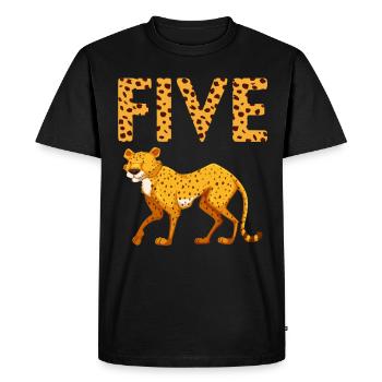 5ème anniversaire Cheetah Zoo Safari 5 ans - T-shirt Premium bio Homme - noir - Devant - Nico (187cm)