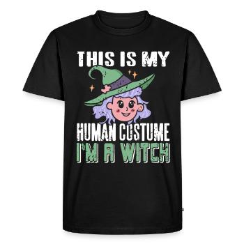 Hexe - Ceci est mon costume humain Je suis une sorcière - T-shirt Premium bio Homme - noir - Devant - Nico (187cm)