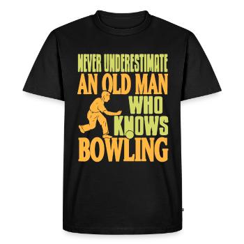 Ne sous-estimez jamais un vieil homme qui connaît le bowling - T-shirt Premium bio Homme - noir - Devant - Nico (187cm)
