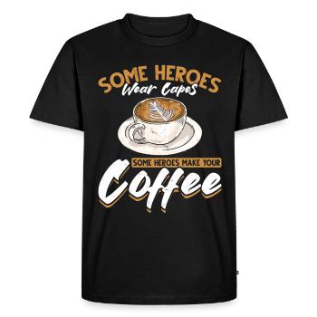 Drôle de café d’humour barista - T-shirt Premium bio Homme - noir - Devant - Nico (187cm)