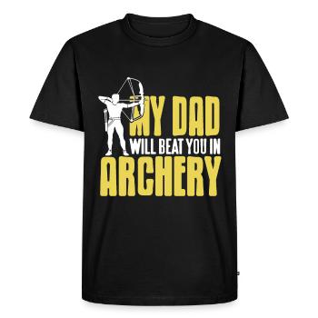 Bogenschießen - Mon das te battra au tir à l’arc - T-shirt Premium bio Homme - noir - Devant - Nico (187cm)