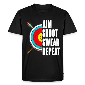Aim Shoot Swear Repeat - Men's Premium Organic T-Shirt - black - Front - Nico (187cm)