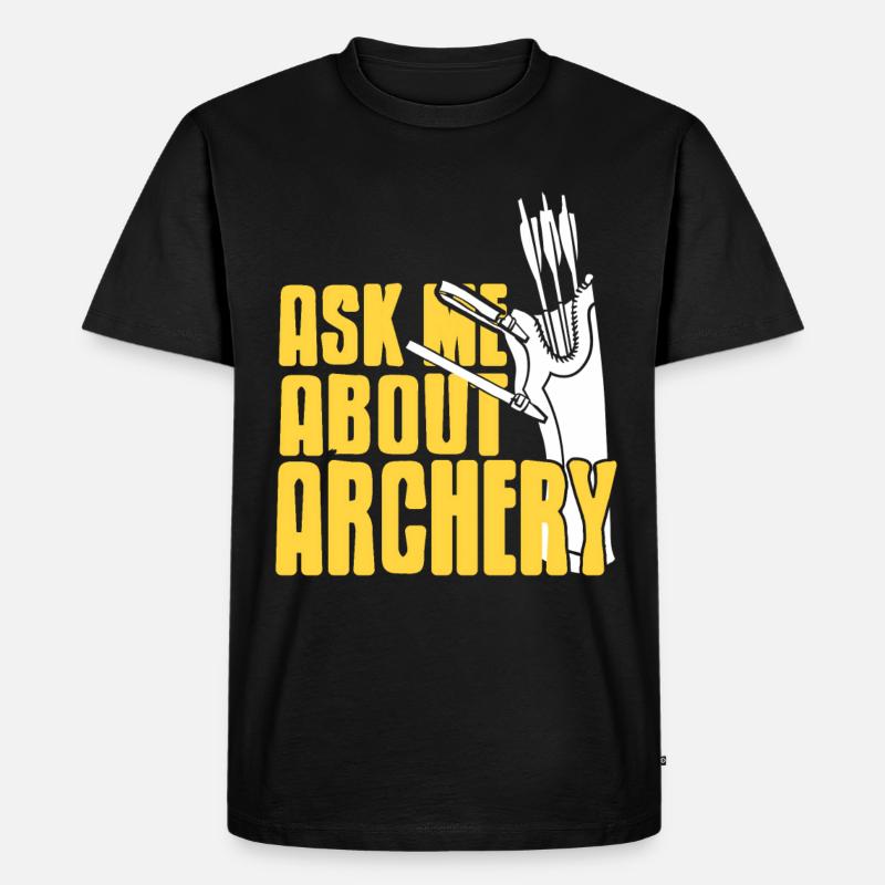 Ask me about Archery - Männer Premium Bio T-Shirt - Schwarz