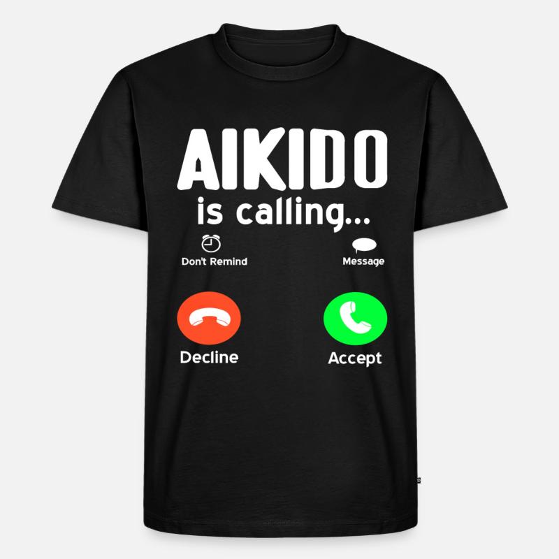 Aikido is calling - Männer Premium Bio T-Shirt - Schwarz