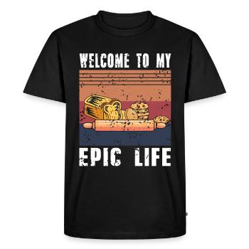 Welcome to my epic life - Men's Premium Organic T-Shirt - black - Front - Nico (187cm)