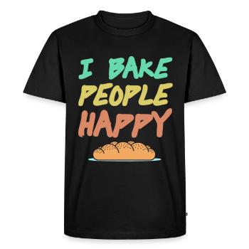 Je fais cuire des gens heureux - T-shirt Premium bio Homme - noir - Devant - Nico (187cm)
