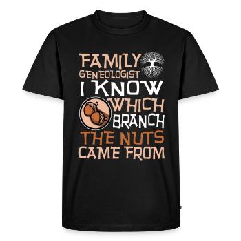 Family genealogist i know which branch the nuts - Men's Premium Organic T-Shirt - black - Front - Nico (187cm)