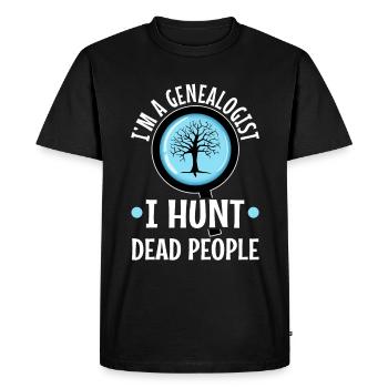 Je chasse les morts - T-shirt Premium bio Homme - noir - Devant - Nico (187cm)
