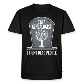 Je chasse les morts - T-shirt Premium bio Homme - noir - Devant - Nico (187cm)