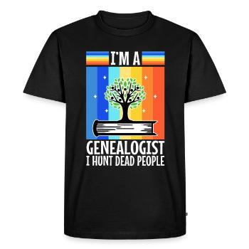 Je chasse les morts - T-shirt Premium bio Homme - noir - Devant - Nico (187cm)