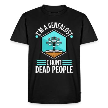 Je chasse les morts - T-shirt Premium bio Homme - noir - Devant - Nico (187cm)