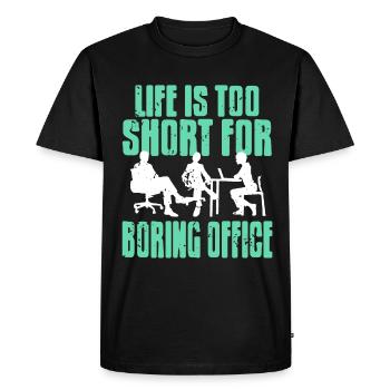 La vie est trop courte pour un bureau ennuyeux - T-shirt Premium bio Homme - noir - Devant - Nico (187cm)