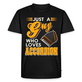 Juste un gars qui aime l’accordéon - T-shirt Premium bio Homme - noir - Devant - Nico (187cm)