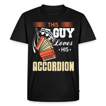 Ce gars aime son accordéon - T-shirt Premium bio Homme - noir - Devant - Nico (187cm)