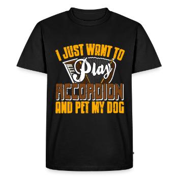 Je veux juste jouer de l’accordéon et caresser mon chien - T-shirt Premium bio Homme - noir - Devant - Nico (187cm)
