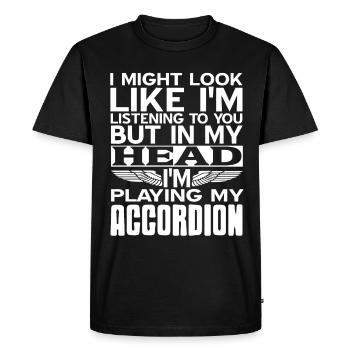 Dans ma tête je joue de l’accordéon - T-shirt Premium bio Homme - noir - Devant - Nico (187cm)
