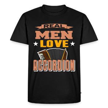 Les vrais hommes adorent l’accordéon - T-shirt Premium bio Homme - noir - Devant - Nico (187cm)