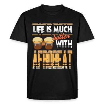 Life is much better with Afrobeat - Men's Premium Organic T-Shirt - black - Front - Nico (187cm)