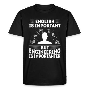 L’anglais est important, mais l’ingénierie l’est - T-shirt Premium bio Homme - noir - Devant - Nico (187cm)
