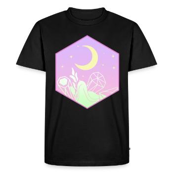 Pastel Goth Moon Kawaii Cute Crescent - Men's Premium Organic T-Shirt - black - Front - Nico (187cm)