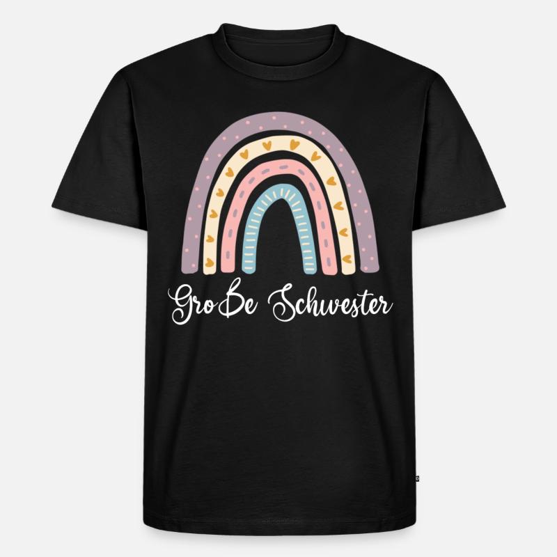 Große Schwester Regenbogen - Männer Premium Bio T-Shirt - Schwarz