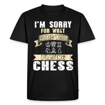 Je suis désolé pour l’attente j’ai dit en jouant aux échecs - T-shirt Premium bio Homme - noir - Devant - Nico (187cm)