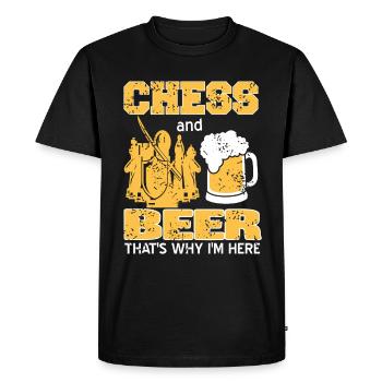 Chess and Beer thats why im here - Men's Premium Organic T-Shirt - black - Front - Nico (187cm)