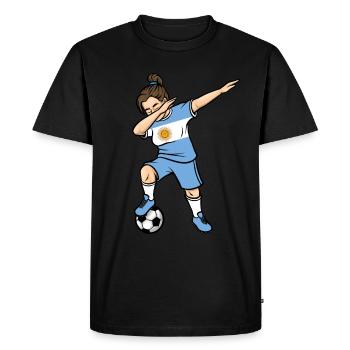 Dabbing Footballeuse Filles Argentine Football - T-shirt Premium bio Homme - noir - Devant - Nico (187cm)
