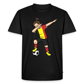Dabbing Footballeuse Filles Belgique Football - T-shirt Premium bio Homme - noir - Devant - Nico (187cm)