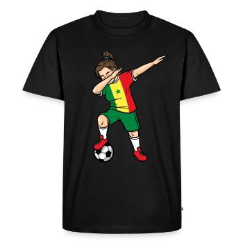Dabbing Footballeur Fille Sénégal Football - T-shirt Premium bio Homme - noir - Devant - Nico (187cm)